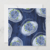 Invitation Hydrangeas Bleu Rustique Bois Fête d'anniversaire (Dos)