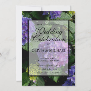 Invitation Hydrangeas bleu violet fleurs mariage