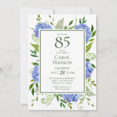 Invitation Hydrangeas bleues pour 85e anniversaire (Devant)