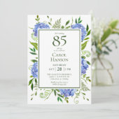 Invitation Hydrangeas bleues pour 85e anniversaire (Debout devant)