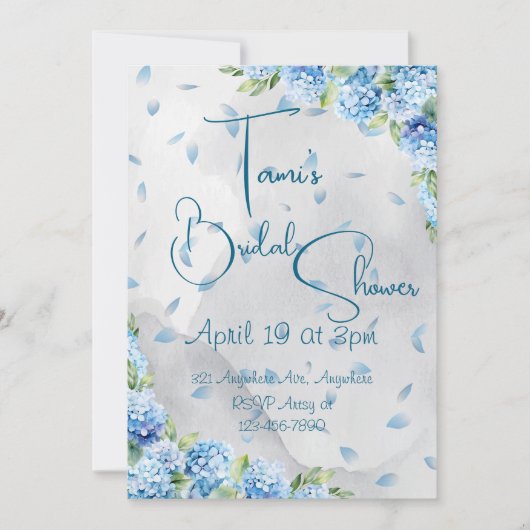 Invitation Hydrangeas Bleus (Devant)