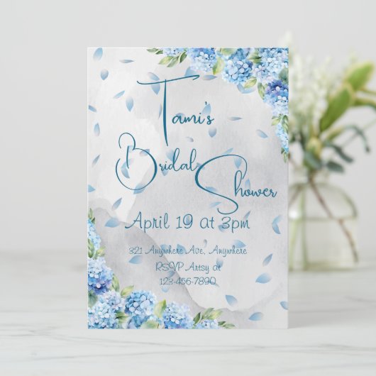 Invitation Hydrangeas Bleus (Debout devant)