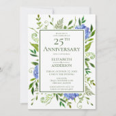 Invitation Hydrangeas Bleus 25e Anniversaire (Devant)