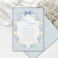 Hydrangeas Bleus Blancs Ruban Baby Shower Vintage