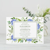Invitation Hydrangeas Bleus de Mariage (Debout devant)