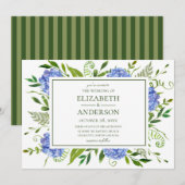 Invitation Hydrangeas Bleus de Mariage (Devant / Derrière)