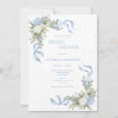 Invitation Hydrangeas Bleus Élégant Shower de Mariée Floral (Devant)