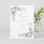 Invitation Hydrangeas Bleus Élégant Shower de Mariée Floral (Debout devant)