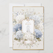 Invitation Hydrangeas Bleus Élégants Mariage Vintage (Devant)