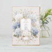 Invitation Hydrangeas Bleus Élégants Mariage Vintage (Debout devant)