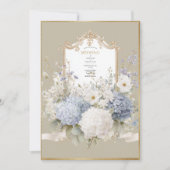 Invitation Hydrangeas Bleus Élégants Mariage Vintage (Devant)