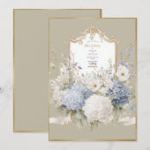 Invitation Hydrangeas Bleus Élégants Mariage Vintage (Devant / Derrière)