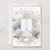 Invitation Hydrangeas Bleus Élégants Mariage Vintage Budget (Devant)