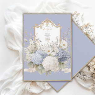 Invitation Hydrangeas Bleus Élégants Mariage Vintage Lavande