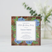 Invitation Hydrangeas Bleus Fête d'anniversaire 30 ans Bois r (Debout devant)