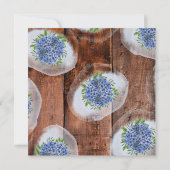Invitation Hydrangeas Bleus Fête d'anniversaire 75 ans Bois r (Dos)