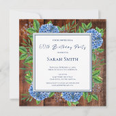 Invitation Hydrangeas Bleus Fête d'anniversaire rustique en b (Devant)