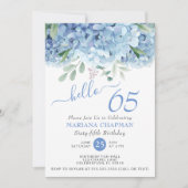 Invitation Hydrangeas Bleus Fleur Aquarelle 65e Anniversaire (Devant)