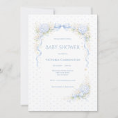 Invitation Hydrangeas Bleus Fleur Vintage Baby Shower (Devant)