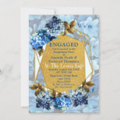 Invitation Hydrangeas Bleus Fleurs Aquarelle Engagement (Devant)