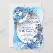 Invitation Hydrangeas Bleus Fleurs Aquarelle Engagement (Devant)
