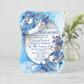 Invitation Hydrangeas Bleus Fleurs Aquarelle Engagement (Debout devant)