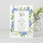 Invitation Hydrangeas bleus pour 30e anniversaire (Debout devant)