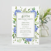 Invitation Hydrangeas bleus pour 40 ans (Debout devant)