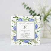 Invitation Hydrangeas bleus pour 50e anniversaire (Debout devant)