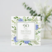 Invitation Hydrangeas bleus pour 90e anniversaire (Debout devant)
