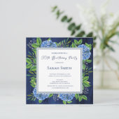 Invitation Hydrangeas Blue Rustic Wood 30e anniversaire (Debout devant)