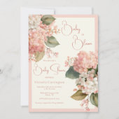 Invitation Hydrangeas Cream Pêche Bébé en Fleur Élégant (Devant)