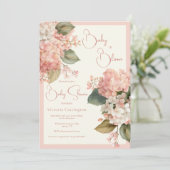 Invitation Hydrangeas Cream Pêche Bébé en Fleur Élégant (Debout devant)