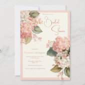 Invitation Hydrangeas Crème de Pêche Élégant Shower de Mariée (Devant)