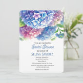 Invitation Hydrangeas Fête des mariées d'aquarelle Florale Bl (Debout devant)