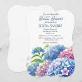 Invitation Hydrangeas Fête des mariées d'aquarelle Florale Bl (Devant / Derrière)