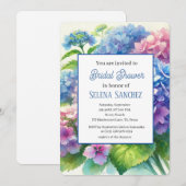 Invitation Hydrangeas Fête des mariées d'aquarelle Florale Bl (Devant / Derrière)