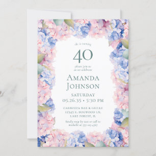 Invitation Hydrangeas fête du 40e anniversaire