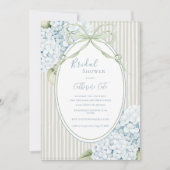 Invitation Hydrangeas Fleuris Bleus Mariage Champêtre Vert Sa (Devant)