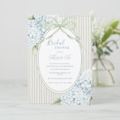 Invitation Hydrangeas Fleuris Bleus Mariage Champêtre Vert Sa (Debout devant)