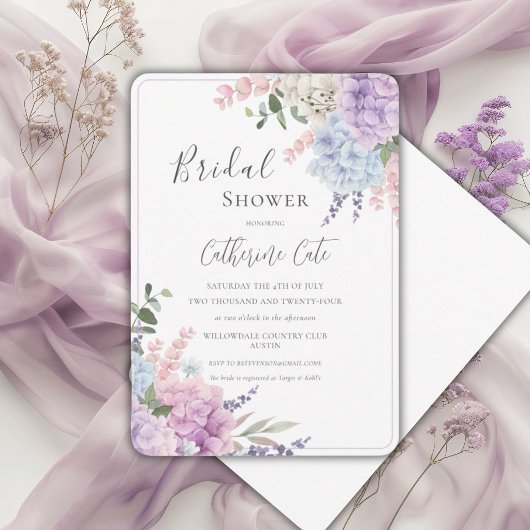 Invitation Hydrangeas Fleurs Aquarelle Enterrement de Vie de