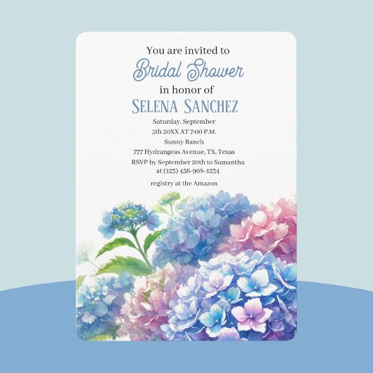 Invitation Hydrangeas Fleurs Bleues Aquarelle Enterrement de 
