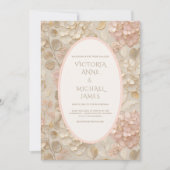 Invitation Hydrangeas Floral Or Vintage Mariage (Devant)