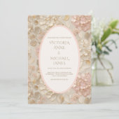 Invitation Hydrangeas Floral Or Vintage Mariage (Debout devant)