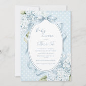 Invitation Hydrangeas Florales Bleues Fête de Bébé Fantaisist (Devant)