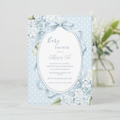 Invitation Hydrangeas Florales Bleues Fête de Bébé Fantaisist (Debout devant)
