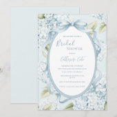 Invitation Hydrangeas Florales Bleues Mariage Fantaisiste (Devant / Derrière)