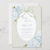Invitation Hydrangeas Florales Bleus Filleul Fougue Vert Saug (Devant)
