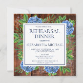 Invitation Hydrangeas Florales Bois Rustique Dîner de Répétit (Devant)