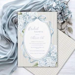 Invitation Hydrangeas Floraux Bleus Mariage Champêtre Vert Sa